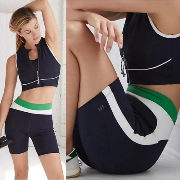 Splits59 Dream High-Waisted Techflex Indigo/Off White Bike Shorts New Small - Picture 1 of 7